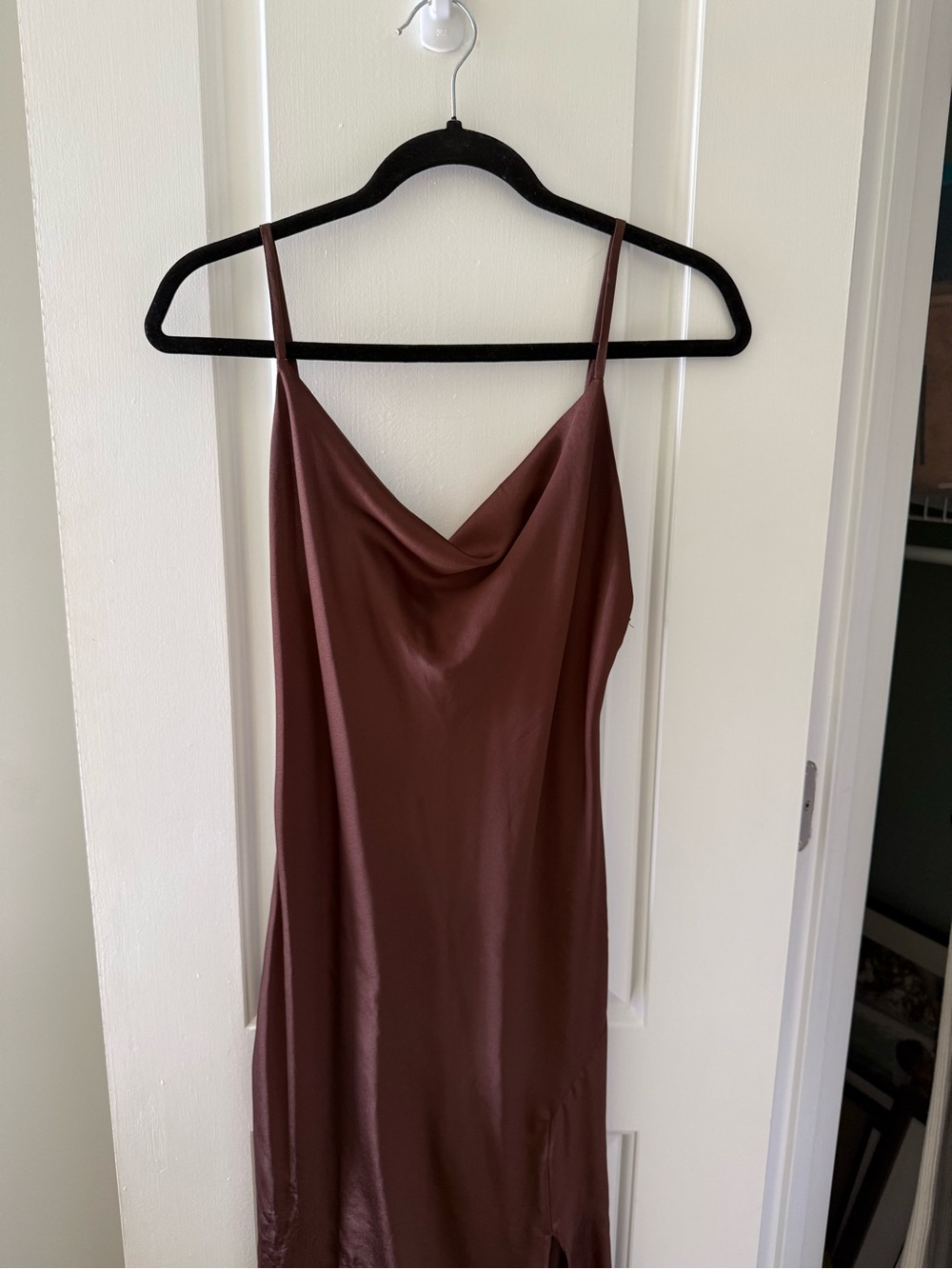 Brown Slip Cowl Neck Midi Dress - Women - Picture 3 of 3